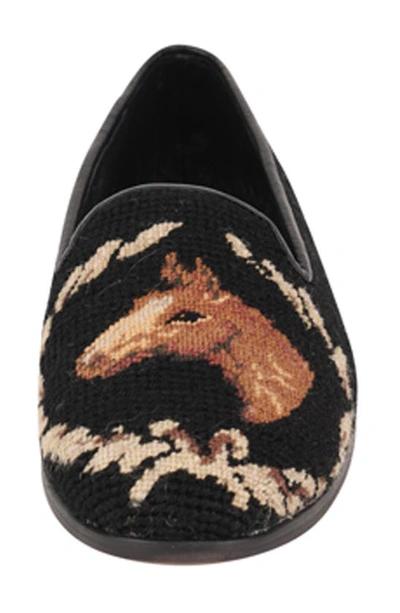 Shop Bypaige Needlepoint Horse & Wreath Flat In Horse And Wreath - Black