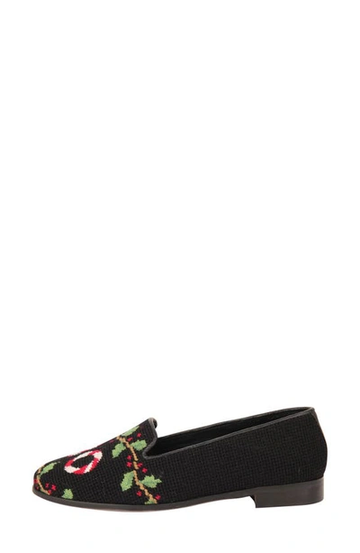 Bypaige Needlepoint Ho Ho Flat In Ho Ho Loafer On Black