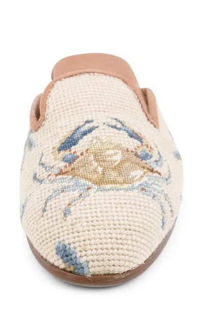 Shop Bypaige Needlepoint Crab Mule In Crab Tan Blue Coral Loafer