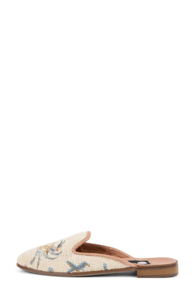 Bypaige Needlepoint Crab Mule In Crab Tan Blue Coral Loafer