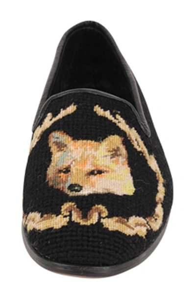 Shop Bypaige Needlepoint Fox & Wreath Flat In Fox And Wreath - Black