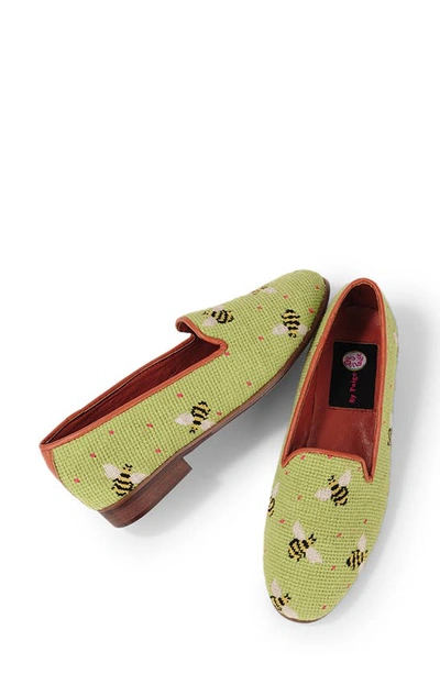 Bypaige Needlepoint Bee Flat In Bumblebees On Lime