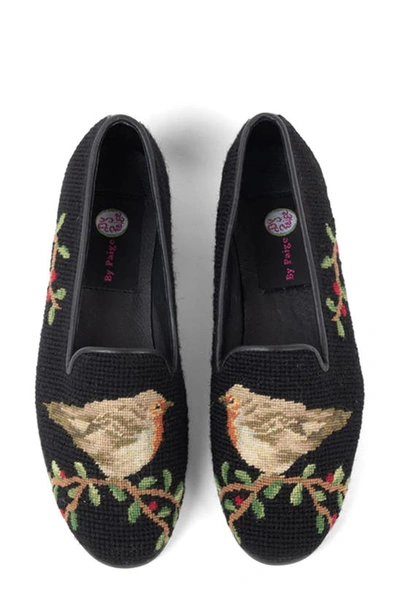 Shop Bypaige Needlepoint Bird Flat In Robin On Black