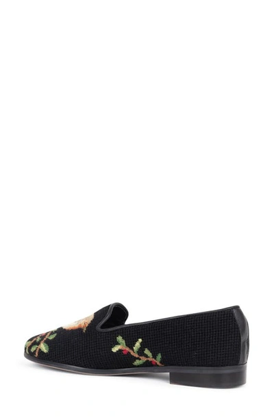 Bypaige Needlepoint Bird Flat In Robin On Black