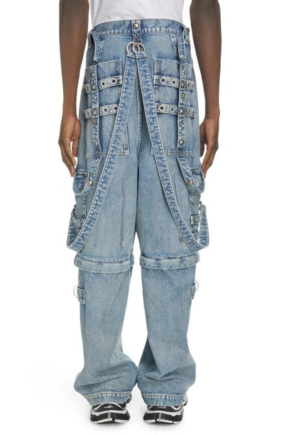 Shop Balenciaga Zip-off Convertible Raver Pants In Pale Blue