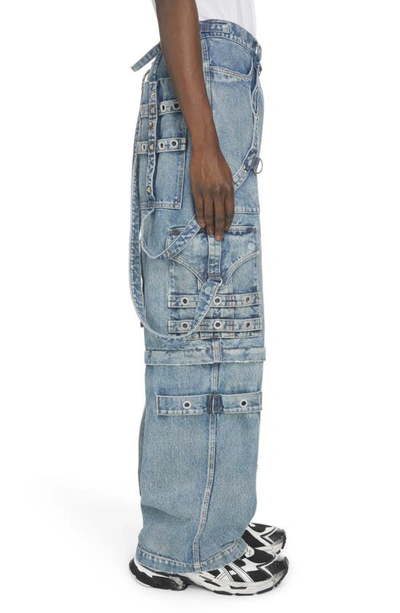 Shop Balenciaga Zip-off Convertible Raver Pants In Pale Blue