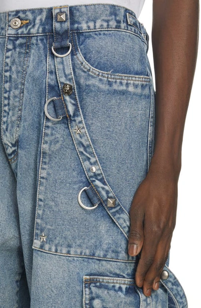 Shop Balenciaga Zip-off Convertible Raver Pants In Pale Blue
