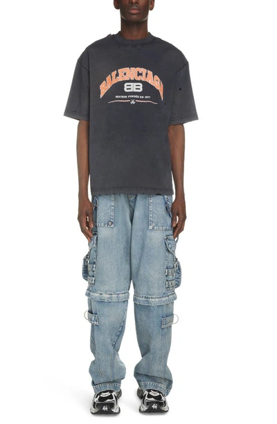 Shop Balenciaga Zip-off Convertible Raver Pants In Pale Blue