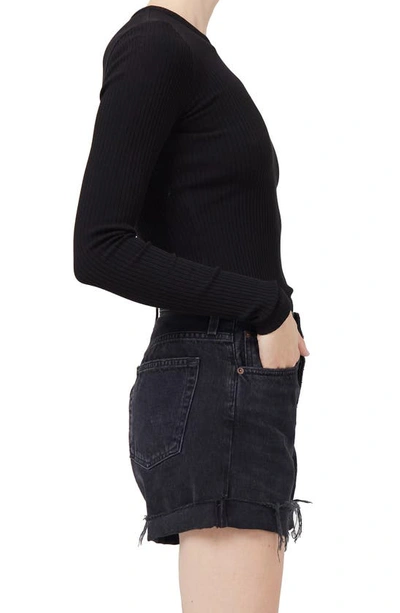 Shop Agolde Alma Long Sleeve Top In Black