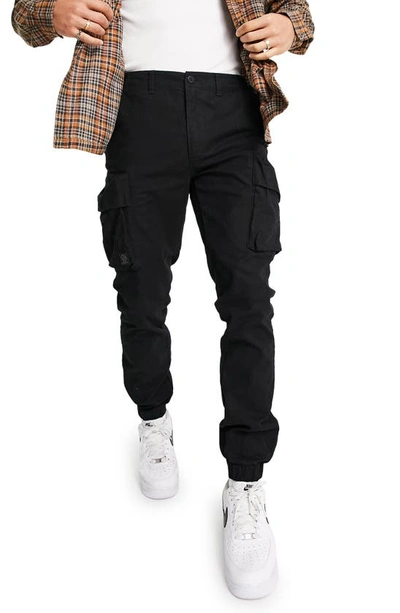 Shop Topman Washed Cotton Skinny Cargo Pants In Black