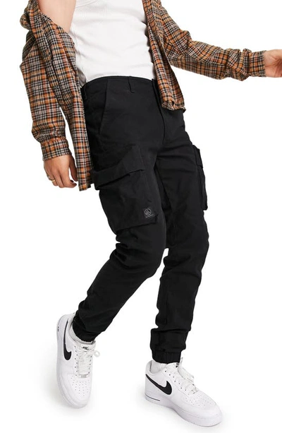 Shop Topman Washed Cotton Skinny Cargo Pants In Black