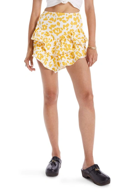 Shop Mother The Ruffle Leopard Print Miniskirt In Floral Leopard