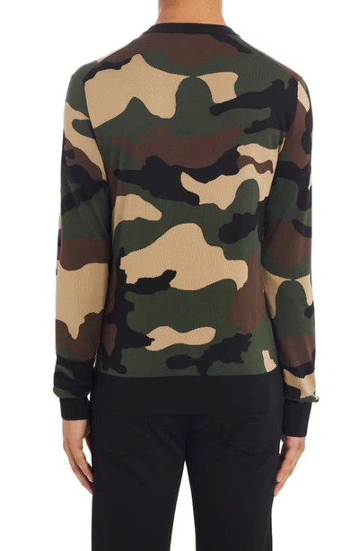 Shop Dolce & Gabbana Intarsia Camouflage Silk Crewneck Sweater In Variante Abbinata