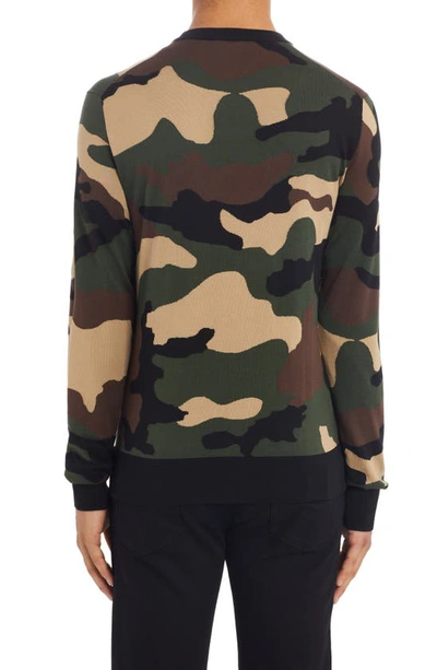 Dolce & Gabbana Silk Round-neck Sweater With Camouflage Intarsia In Variante Abbinata