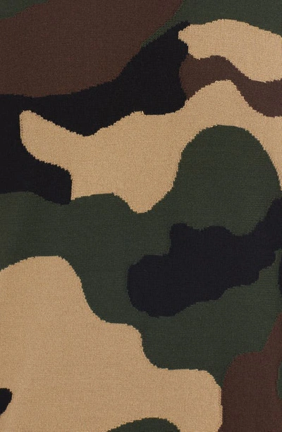 Dolce & Gabbana Silk Round-neck Sweater With Camouflage Intarsia In Variante Abbinata