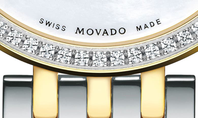 Shop Movado 'esperanza' Diamond Bezel Bracelet Watch, 28mm In Silver/ Mop/ Silver
