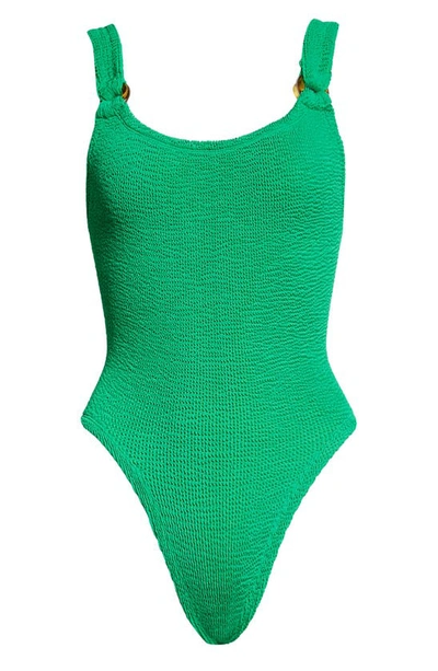 Shop Hunza G Domino One-piece Swimsuit In Emerald