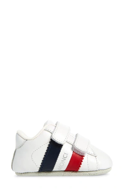 Shop Moncler Bebe Sneaker Crib Shoe In White