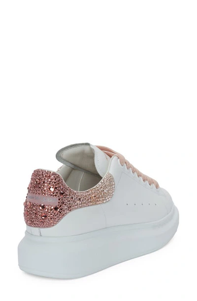 Alexander Mcqueen Oversize Crystal Embellished Sneaker In White/ Multi Pink