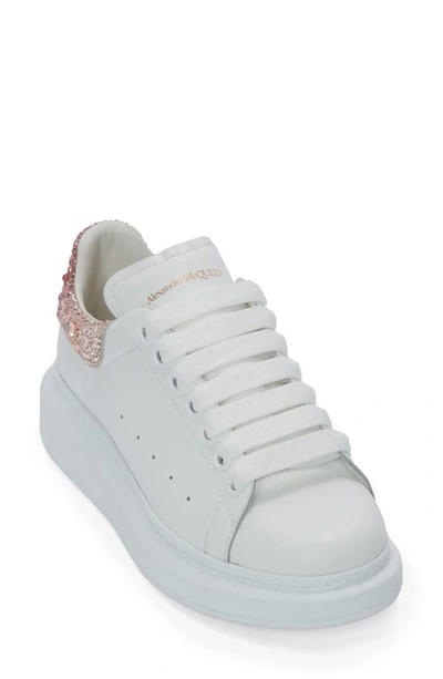 Alexander Mcqueen Oversize Crystal Embellished Sneaker In White/ Multi Pink