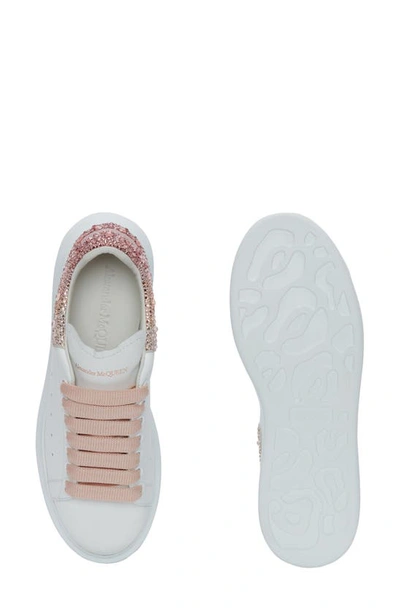 Alexander Mcqueen Oversize Crystal Embellished Sneaker In White/ Multi Pink