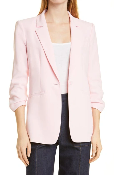 Shop Cinq À Sept Khloe Ruched Sleeve Blazer In Pink Quartz
