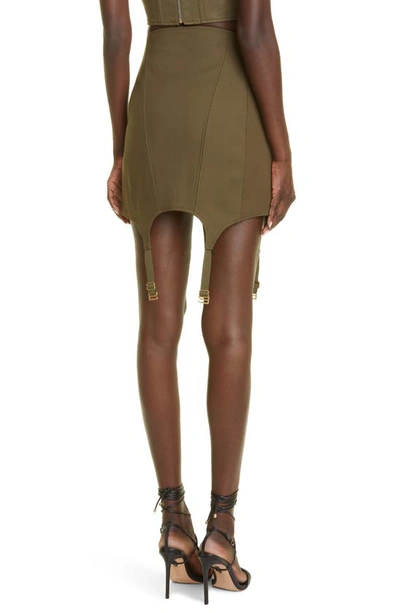 Shop Dion Lee High Waist Corset Front Garter Miniskirt In Moss