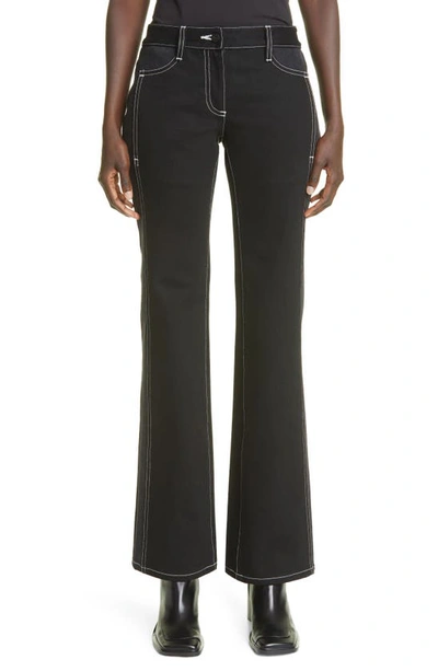 Shop Dion Lee Spliced Low Rise Bootcut Jeans In Black