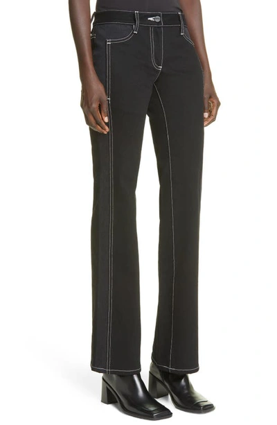 Shop Dion Lee Spliced Low Rise Bootcut Jeans In Black