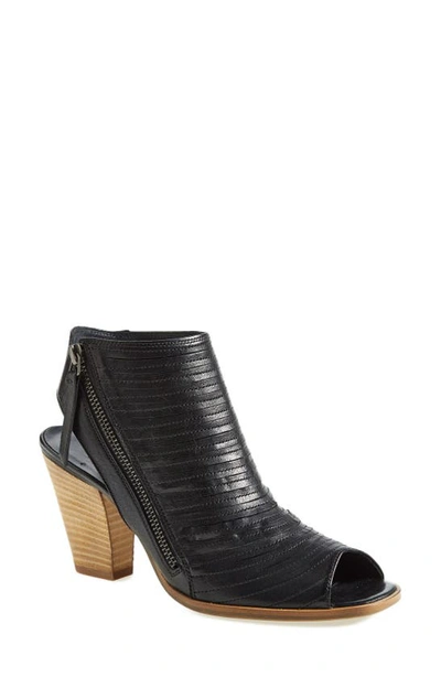 Shop Paul Green 'cayanne' Leather Peep Toe Sandal In Black Leather