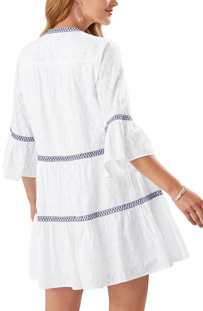 Shop Tommy Bahama Embroidered Cotton Tier Cover-up Dress In White