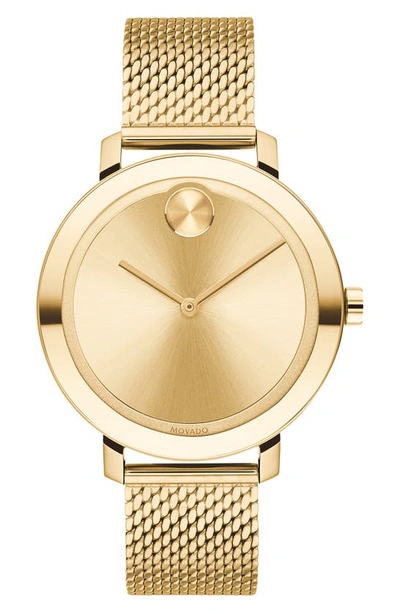 Shop Movado Bold Mesh Strap Watch, 34mm In Gold