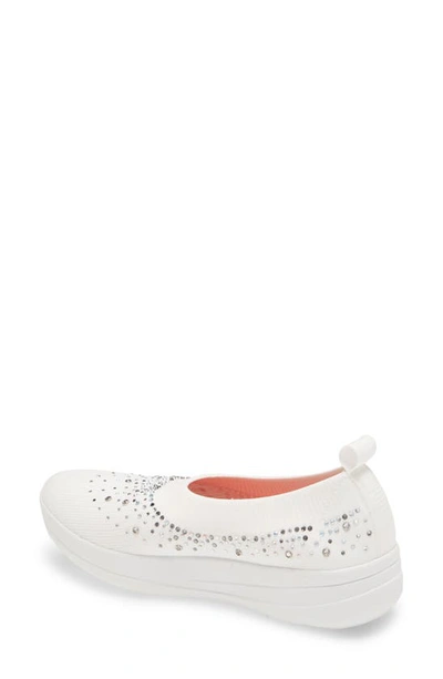 Shop Fitflop Uberknit™ Crystal Ballerina Slip-on Sneaker In Urban White Fabric