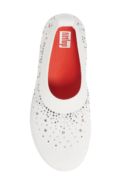 Shop Fitflop Uberknit™ Crystal Ballerina Slip-on Sneaker In Urban White Fabric