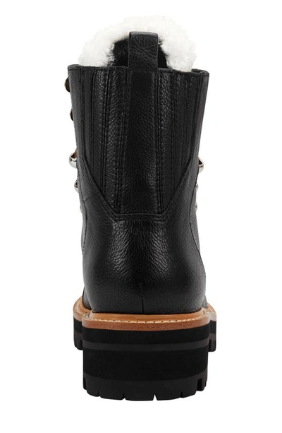 Shop Marc Fisher Ltd Izzie Genuine Shearling Lace-up Boot In Black Leather