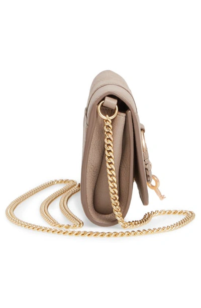 Shop See By Chloé Hana Large Leather Wallet On A Chain In Motty Grey