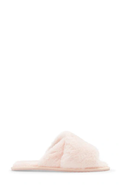 Sorel Go Mail Run Faux Fur Slide Slipper In Peach Blossom Peach