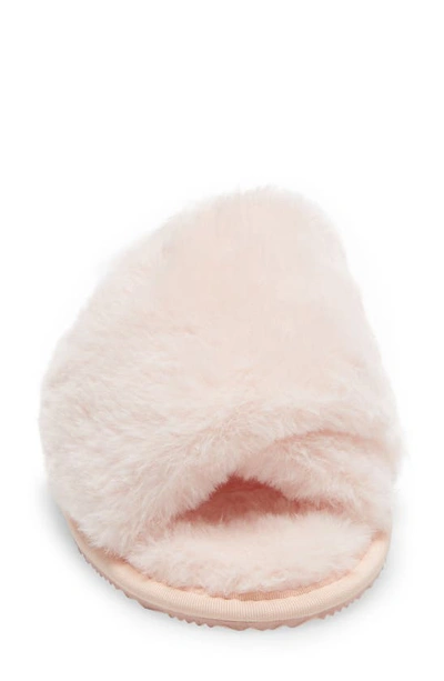 Sorel Go Mail Run Faux Fur Slide Slipper In Peach Blossom Peach