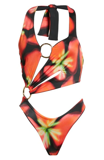 Shop Louisa Ballou Sex Wax One-piece Swimsuit In Pink Aura Flower
