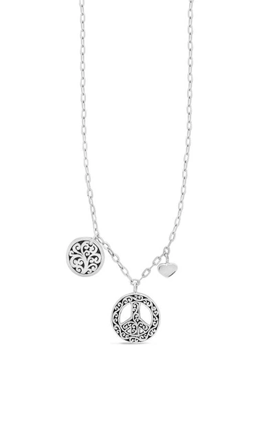 Shop Lois Hill Peace And Love Charm Necklace In Silver