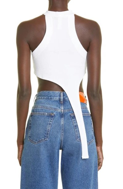 K.ngsley Unisex Raceher Rib Asymmetric Tank In White