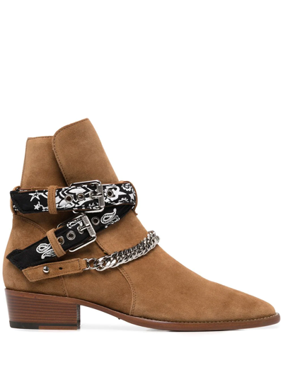 Shop Amiri Suede 45mm Ankle Boots In Brown