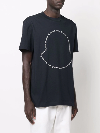 Shop Moncler Logo-print Cotton T-shirt In Blue