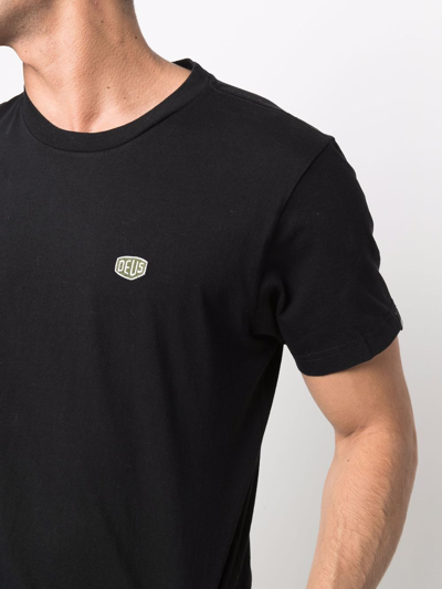 Deus Ex Machina Logo-patch Cotton T-shirt In Black