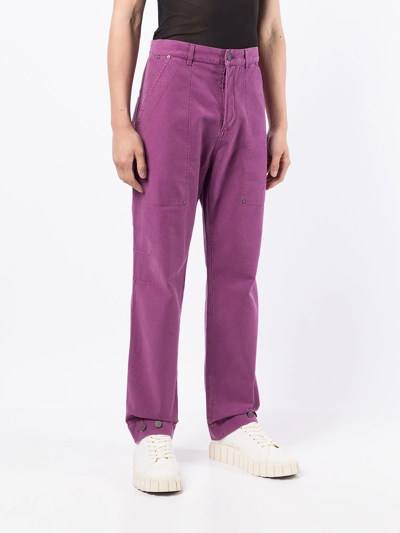 Shop Palm Angels Patch Pocket Denim Trousers In Purple