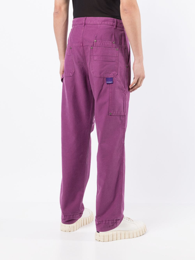 Shop Palm Angels Patch Pocket Denim Trousers In Purple