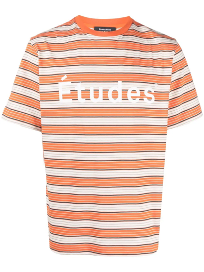 Etudes Studio Orange Striped Wonder T-shirt In Orange