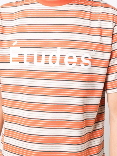 Etudes Studio Orange Striped Wonder T-shirt In Orange