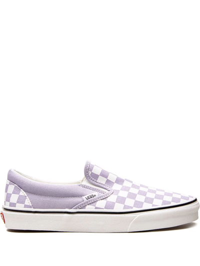 Shop Vans Classic Slip-on "checkerboard" Sneakers In Purple