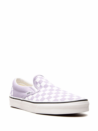 Shop Vans Classic Slip-on "checkerboard" Sneakers In Purple